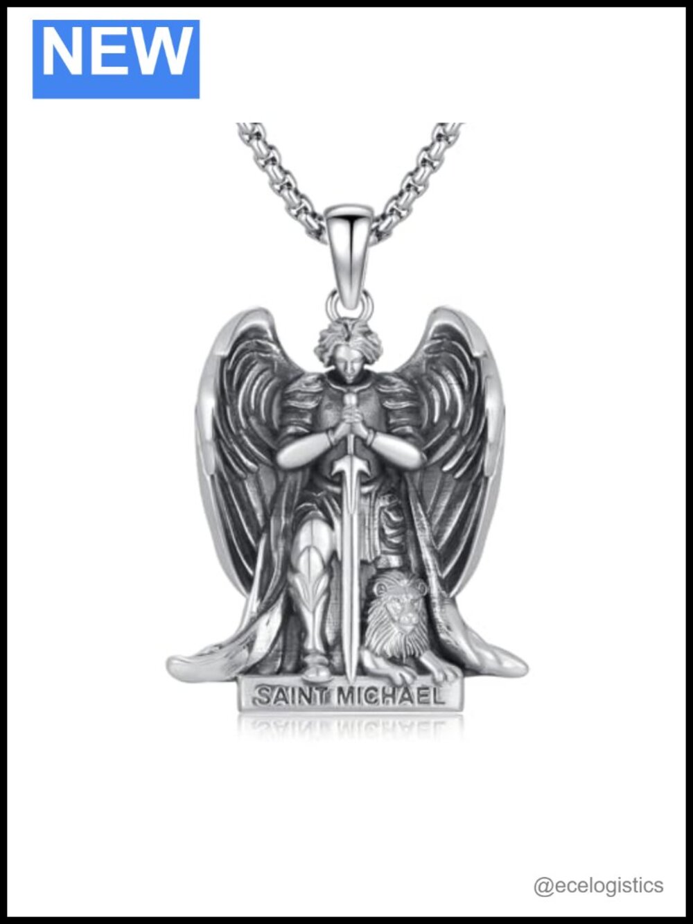 925 Sterling Silver St Michael Lion Pendant Necklace Protection Jewelry